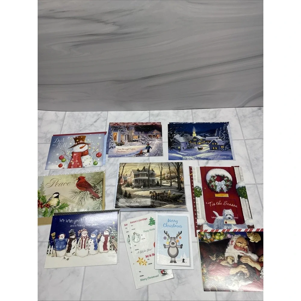 50 Assorted Christmas Holiday Greeting Cards with Messages and Envelopes‎ New